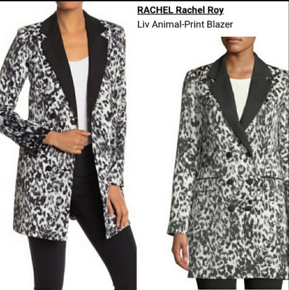 Rachel roy white and black leopard print j…
